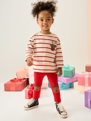 Red Stripe Reindeer and Santa Print Appliqué Long Sleeve Top (3mths-7yrs) - Image 2 of 14