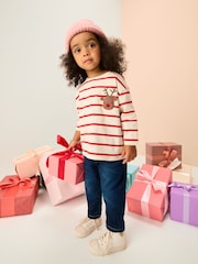 Red Stripe Reindeer and Santa Print Appliqué Long Sleeve Top (3mths-7yrs) - Image 8 of 14