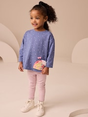 Navy Spot Ladybird Long Sleeve Bag T-Shirt (3mths-7yrs) - Image 1 of 7