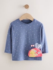 Navy Spot Ladybird Long Sleeve Bag T-Shirt (3mths-7yrs) - Image 4 of 7