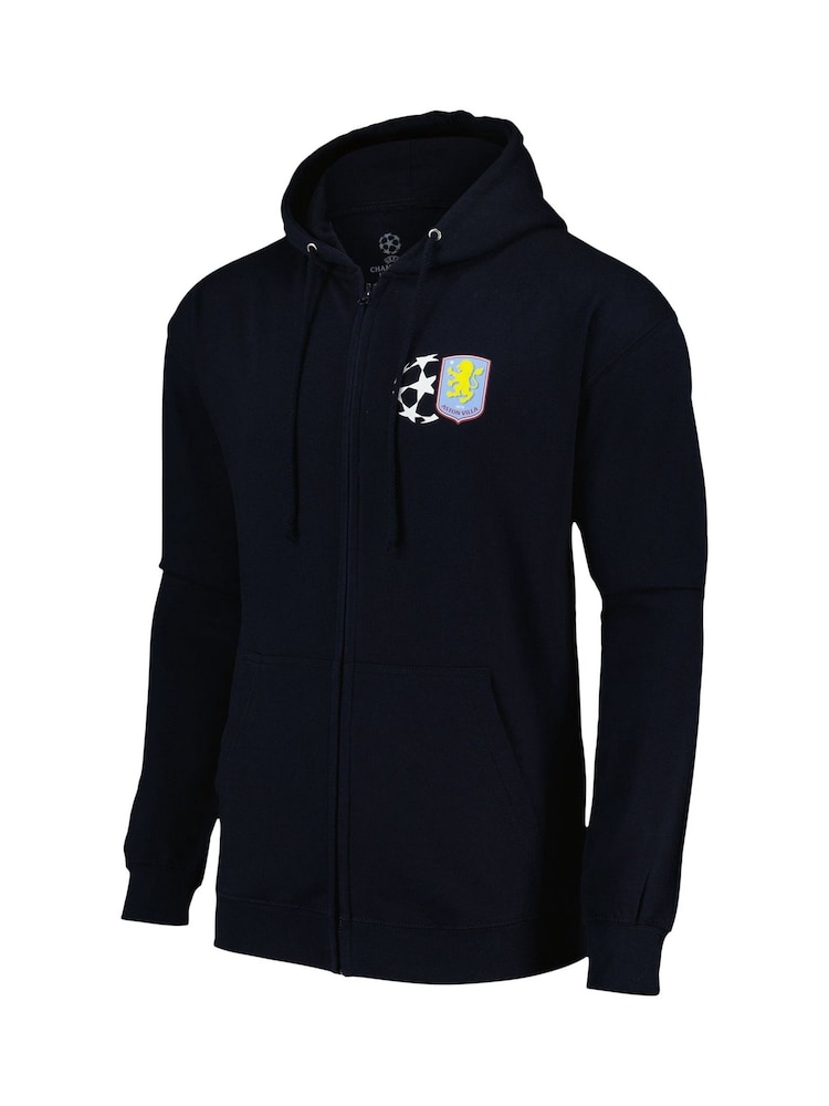 Fanatics Blue Aston Villa UEFA Champions League Full Zip Hoodie - Image 2 of 2 Fanatics Blue Aston Villa UEFA Champions League Full Zip Hoodie - Image 2 of 2