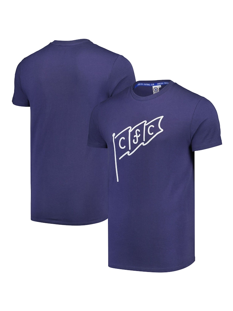 Fanatics Blue Chelsea Flag Graphic Print 100% Cotton T-Shirt - Image 1 of 3 Fanatics Blue Chelsea Flag Graphic Print 100% Cotton T-Shirt - Image 1 of 3