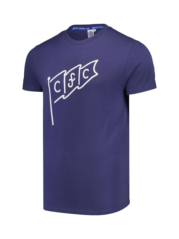 Fanatics Blue Chelsea Flag Graphic Print 100% Cotton T-Shirt - Image 3 of 3 Fanatics Blue Chelsea Flag Graphic Print 100% Cotton T-Shirt - Image 3 of 3