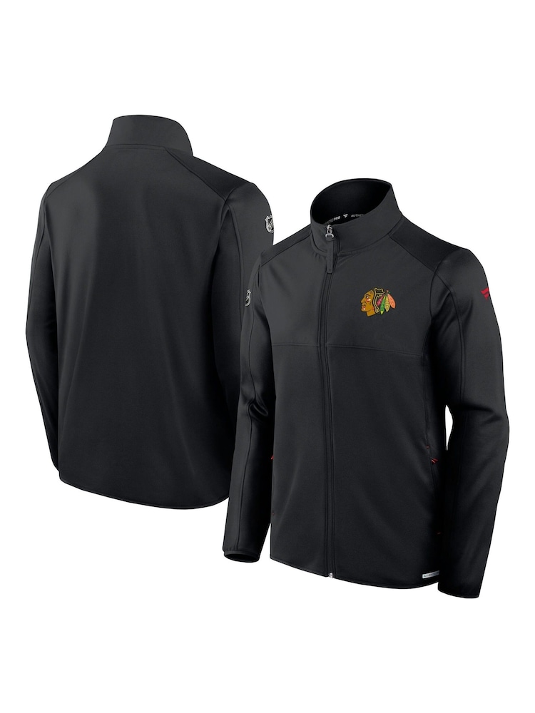 Fanatics NHL Chicago Blackhawks Authentic Pro Rink Full-Zip Fleece Black Jacket - Image 1 of 2 Fanatics NHL Chicago Blackhawks Authentic Pro Rink Full-Zip Fleece Black Jacket - Image 1 of 2