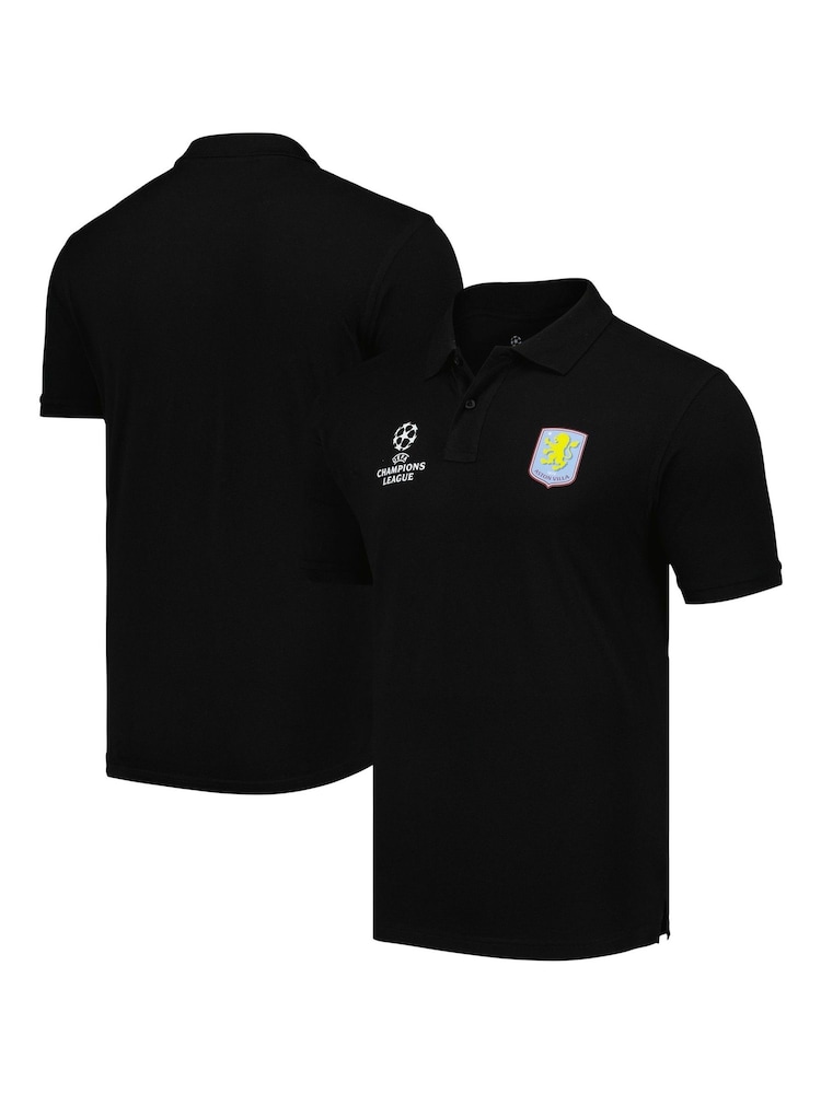 Fanatics Aston Villa UEFA Champions League 100% Cotton Black Polo Shirt - Image 1 of 3 Fanatics Aston Villa UEFA Champions League 100% Cotton Black Polo Shirt - Image 1 of 3