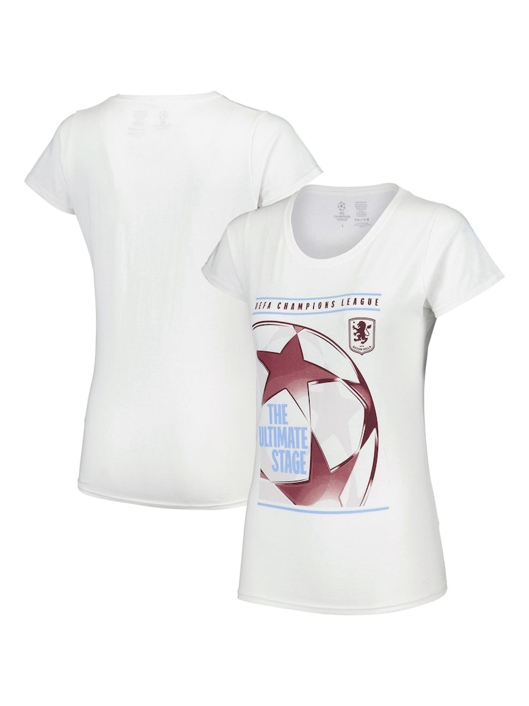 Fanatics Womens Aston Villa UEFA Champions League 100% Cotton White T-Shirt - Image 1 of 3