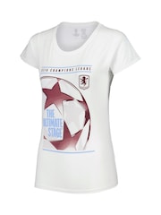 Fanatics Womens Aston Villa UEFA Champions League 100% Cotton White T-Shirt - Image 2 of 3