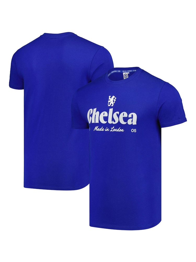 Fanatics Blue Chelsea Made In London Graphic Print 100% Cotton T-Shirt - Image 1 of 3 Fanatics Blue Chelsea Made In London Graphic Print 100% Cotton T-Shirt - Image 1 of 3