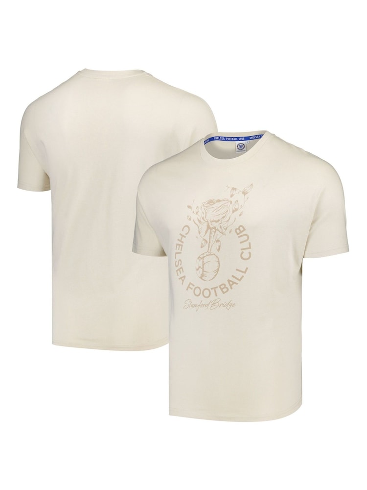 Fanatics Cream Chelsea Rose & Ball Graphic 100% Cotton T-Shirt - Obraz 1 z 1