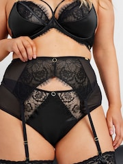 Yours Curve Black Eyelash Lace Suspender Belt - Image 2 of 7