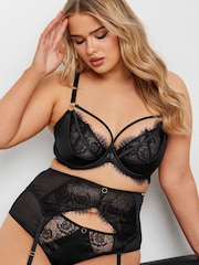 Yours Curve Black Eyelash Lace Suspender Belt - Image 4 of 7