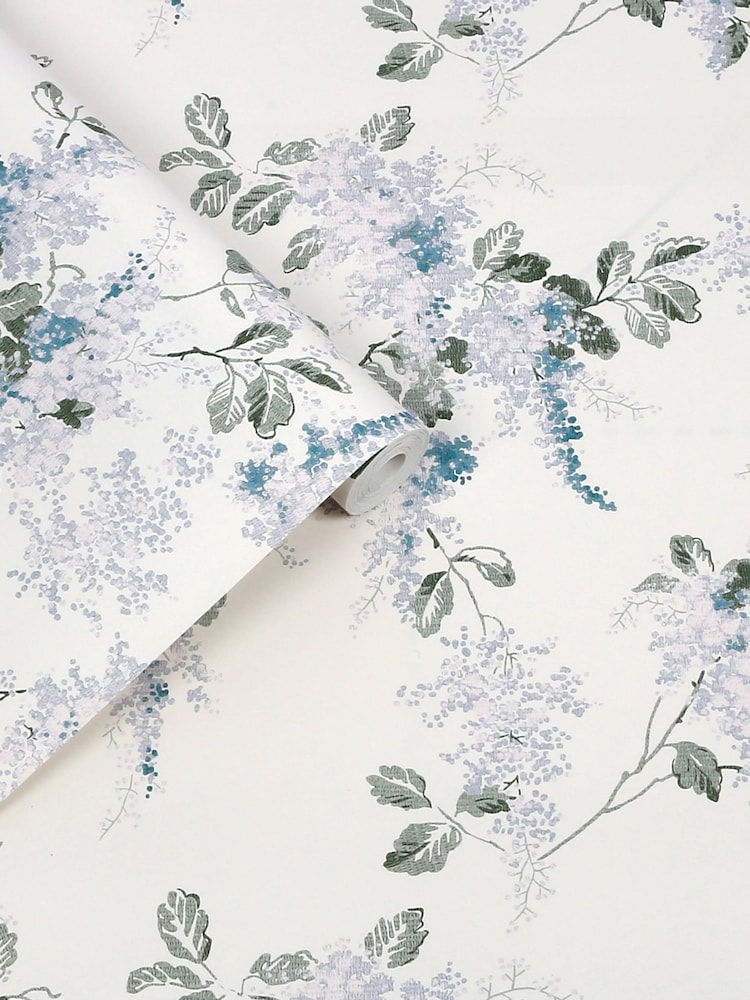 Laura Ashley Pale Seaspray Mirabelle A4 Wallpaper Sample - Image 2 of 4