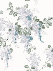 Laura Ashley Pale Seaspray Mirabelle A4 Wallpaper Sample - Image 3 of 4