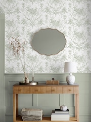 Laura Ashley Sage Green Tuileries A4 Wallpaper Sample - Image 1 of 4