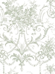 Laura Ashley Sage Green Tuileries A4 Wallpaper Sample - Image 3 of 4