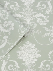 Laura Ashley Sage Green Josette A4 Wallpaper Sample - Image 2 of 4