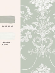 Laura Ashley Sage Green Josette A4 Wallpaper Sample - Image 4 of 4