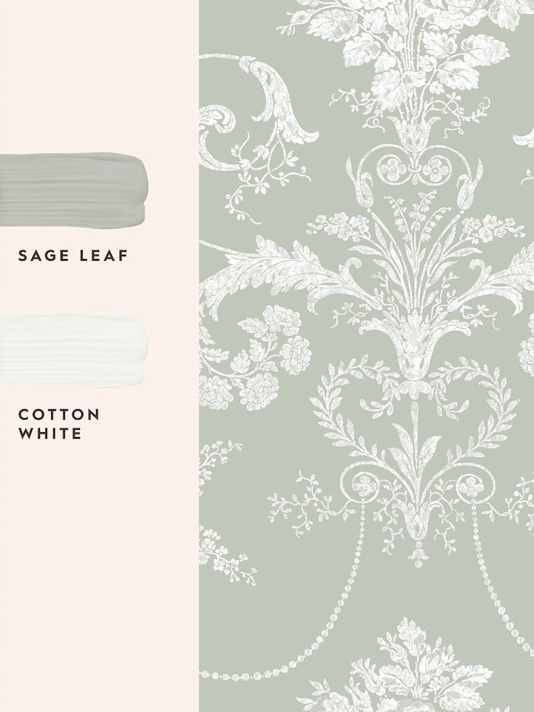 Laura Ashley Sage Green Josette A4 Wallpaper Sample - Image 4 of 4