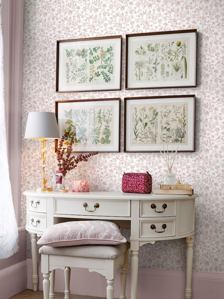 Laura Ashley Dark Blush Shepherd's Purse A4 Wallpaper Sample - Image 1 of 4