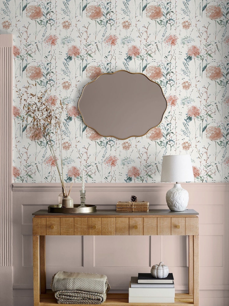 Laura Ashley Plaster Pink Pallington Bloom A4 Wallpaper Sample - Image 1 of 4