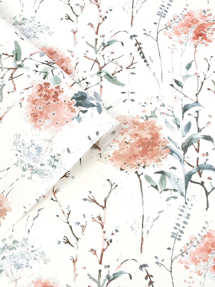 Laura Ashley Plaster Pink Pallington Bloom A4 Wallpaper Sample - Image 2 of 4