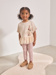 Light Pink Padded Bunny Short Sleeve Top and Leggings Set (3mths-7yrs) - Image 1 of 4