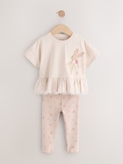Light Pink Padded Bunny Short Sleeve Top and Leggings Set (3mths-7yrs) - Image 5 of 9