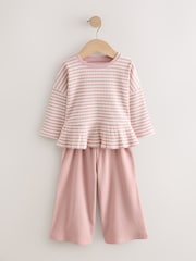 Pink - Ribbed Long Sleeve Top and Wide Leg Trousers Set (3mths-7yrs) - Bild 5 von 9