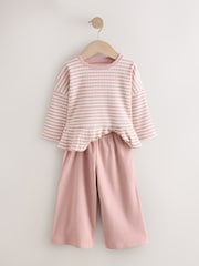 Pink - Ribbed Long Sleeve Top and Wide Leg Trousers Set (3mths-7yrs) - Bild 6 von 9