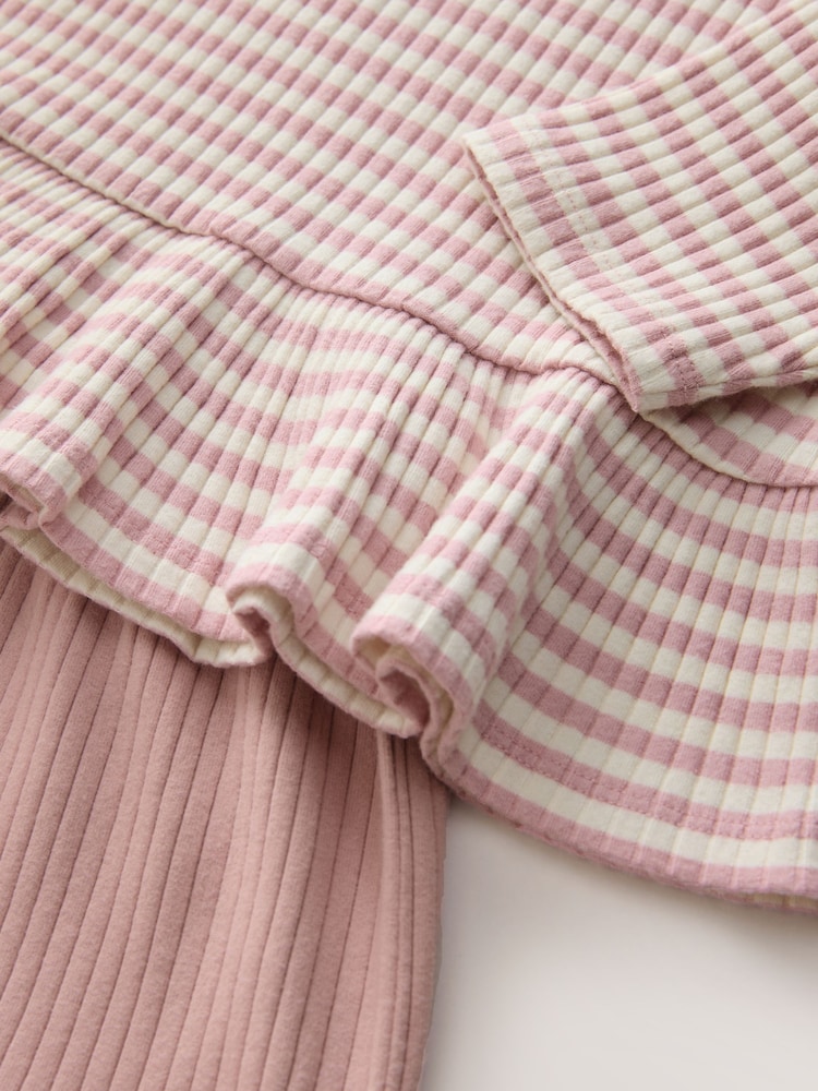 Pink - Ribbed Long Sleeve Top and Wide Leg Trousers Set (3mths-7yrs) - Bild 9 von 9
