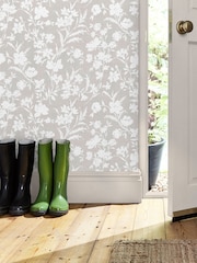 Laura Ashley Dove Grey Rye A4 Wallpaper Sample - Image 1 of 4