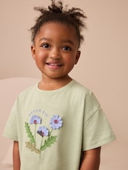 Green Flower Short Sleeve T-Shirt and Leggings Set (3mths-7yrs) - Image 2 of 9