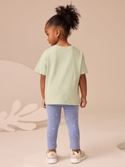 Green Flower Short Sleeve T-Shirt and Leggings Set (3mths-7yrs) - Image 3 of 9