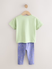 Green Flower Short Sleeve T-Shirt and Leggings Set (3mths-7yrs) - Image 7 of 9
