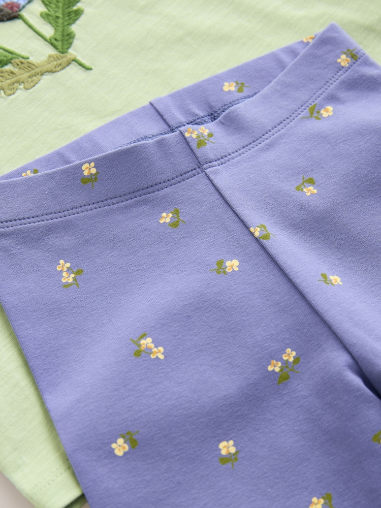Green Flower Short Sleeve T-Shirt and Leggings Set (3mths-7yrs) - Image 9 of 9
