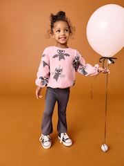 Pink Halloween Padded Bat - طقم من رداء علوي بأكمام طويلة وبنطلون واسع (3 شهور -7 سنوات) - صورة 1 من 4
