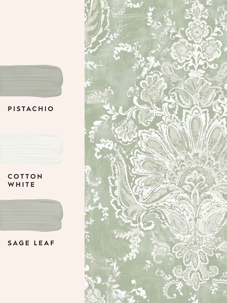 Laura Ashley Sage Green Maddox A4 Wallpaper Sample - Image 4 of 4