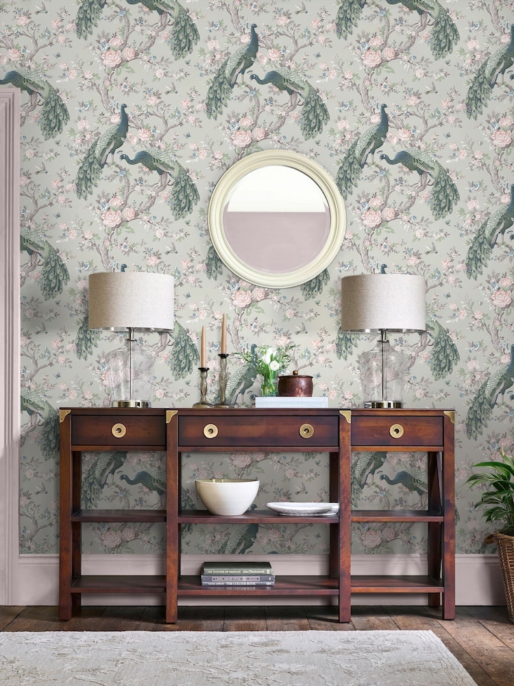 Laura Ashley Sage Green Belvedere A4 Wallpaper Sample - Image 1 of 4