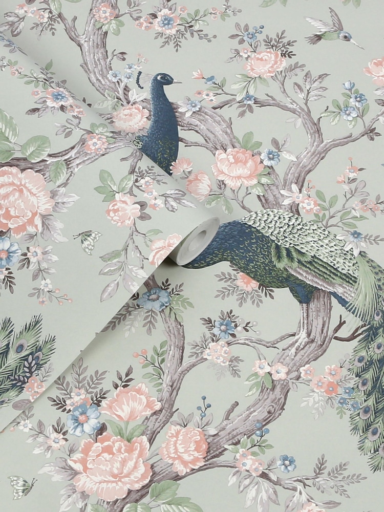 Laura Ashley Sage Green Belvedere A4 Wallpaper Sample - Image 2 of 4