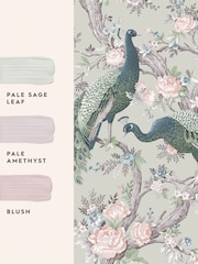 Laura Ashley Sage Green Belvedere A4 Wallpaper Sample - Image 4 of 4