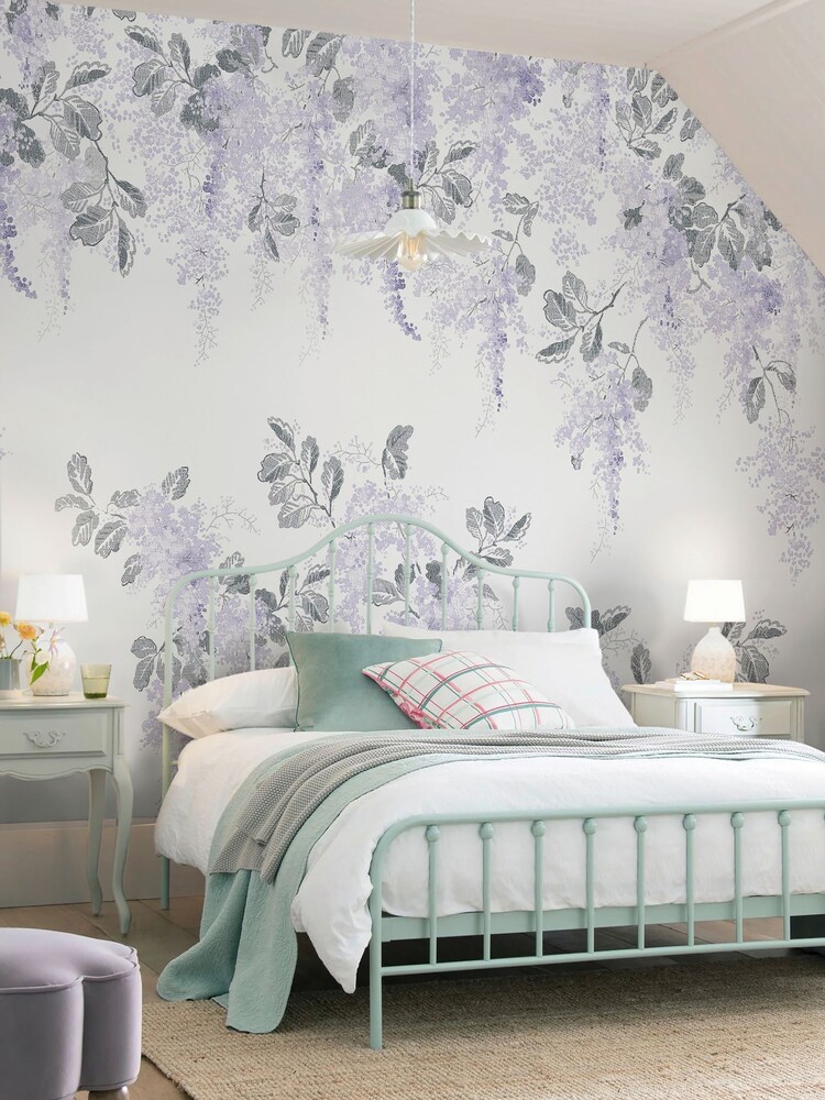 Laura Ashley Pale Amethyst Mirabelle Pale Amethyst A4 Wallpaper Sample - Image 1 of 2