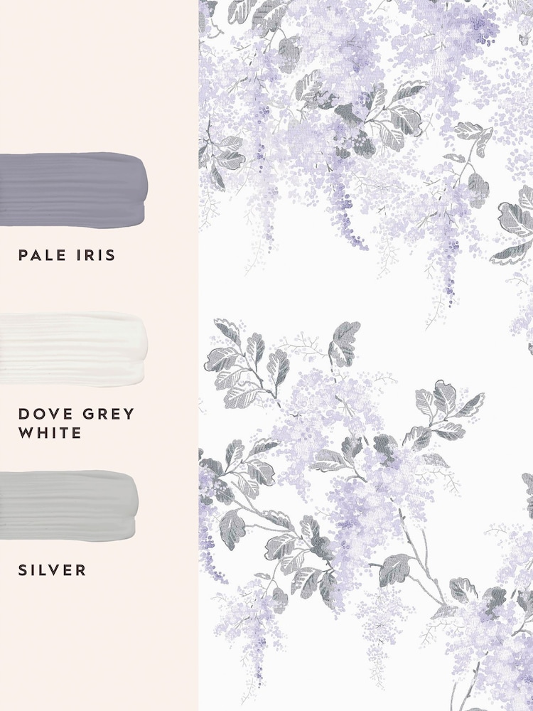 Laura Ashley Pale Amethyst Mirabelle Pale Amethyst A4 Wallpaper Sample - Image 2 of 2
