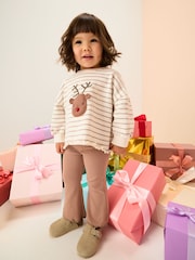 Neutral Reindeer Long Sleeve Top and Flare Set (3mths-7yrs) - Image 1 of 3