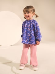 Blue Ditsy Floral Long Sleeve Blouse and Leggings Set (3mths-7yrs) - Image 1 of 8