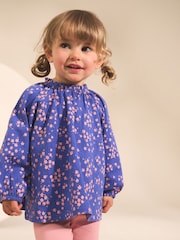 Blue Ditsy Floral Long Sleeve Blouse and Leggings Set (3mths-7yrs) - Image 2 of 8