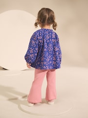 Blue Ditsy Floral Long Sleeve Blouse and Leggings Set (3mths-7yrs) - Image 3 of 8