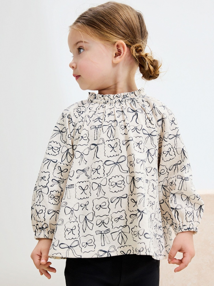 Black/White Bows Long Sleeve Blouse and Leggings Set (3mths-7yrs) - Image 2 of 9