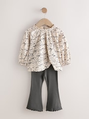 Black/White Bows Long Sleeve Blouse and Leggings Set (3mths-7yrs) - Image 6 of 9