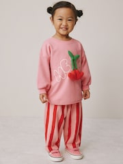 Pink Padded Cherry Long Sleeve Top and Barrel Trousers Set (3mths-7yrs) - Image 1 of 9