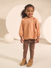 Orange Ditsy Floral Long Sleeve Blouse and Leggings Set (3mths-7yrs) - Image 1 of 10